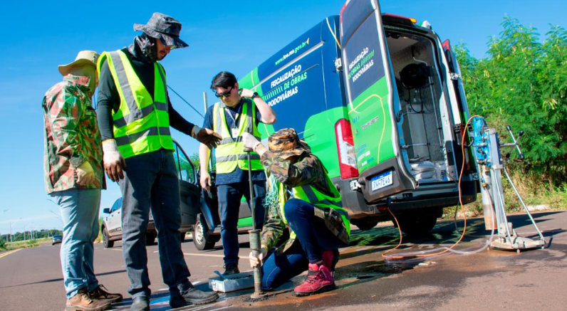TCE-MS fiscaliza a qualidade de obras de pavimentação em Ponta Porã