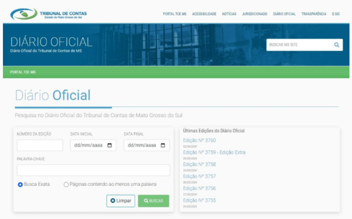 Nova ferramenta facilita busca em Diário Oficial do TCE-MS