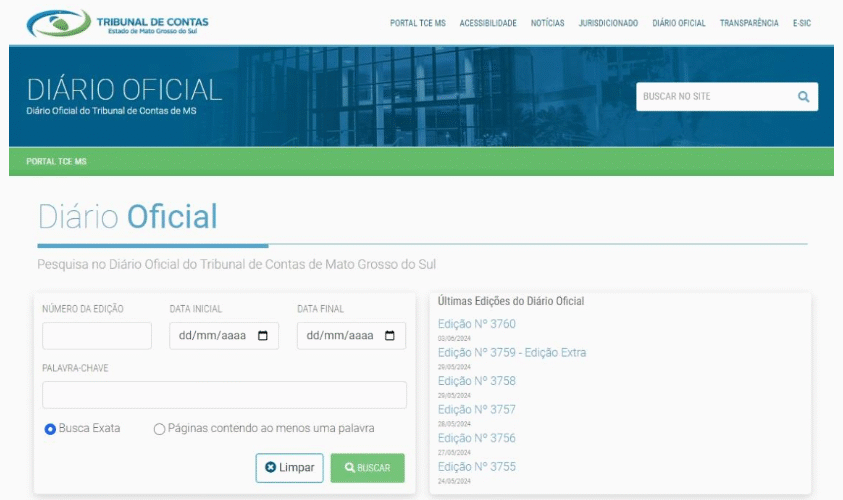 Nova ferramenta facilita busca em Diário Oficial do TCE-MS